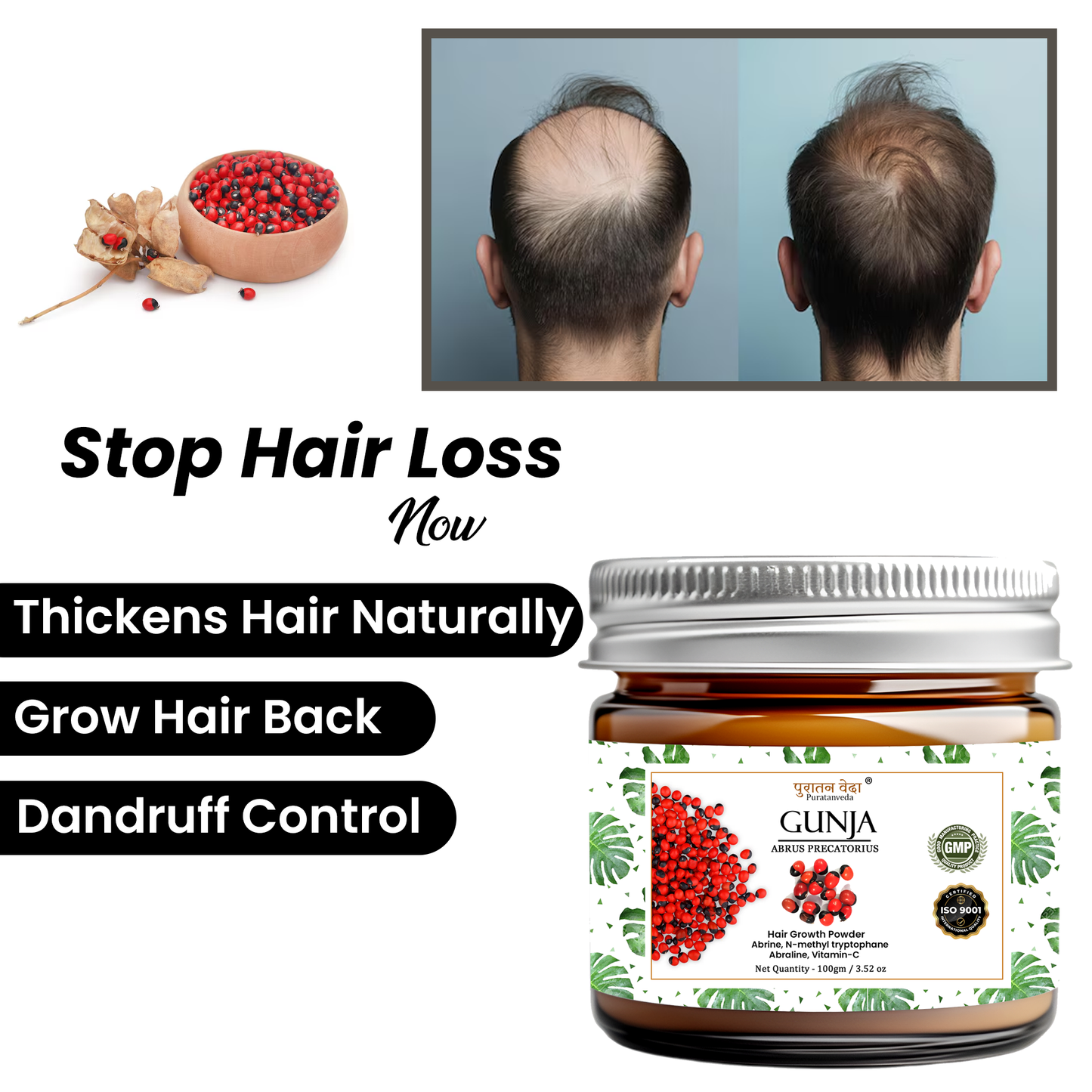 Gunja Ratti Hair oil and Hair powder Combo for Alopecia Treatment and Hair Growth