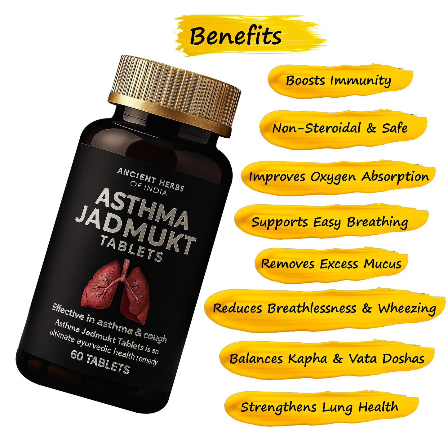 Asthma Jadmukt Goli | Ayurvedic Respiratory Support Tablets for Easy Breathing, Cough & Cold Relief | Herbal Lung Detox & Immunity Booster | 100% Natural Ayurvedic Formula