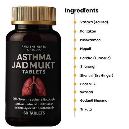 Asthma Jadmukt Goli | Ayurvedic Respiratory Support Tablets for Easy Breathing, Cough & Cold Relief | Herbal Lung Detox & Immunity Booster | 100% Natural Ayurvedic Formula