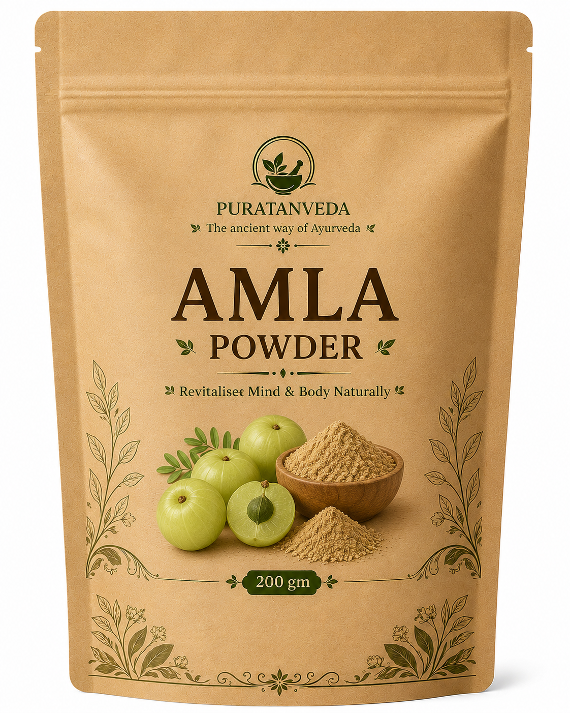 Puratnveda Amla Powder (Indian Gooseberry) | Premium Natural Amla Fruit Powder | 100% Pure Ayurvedic Herbal Powder | Finely Ground | Hygienically Packed
