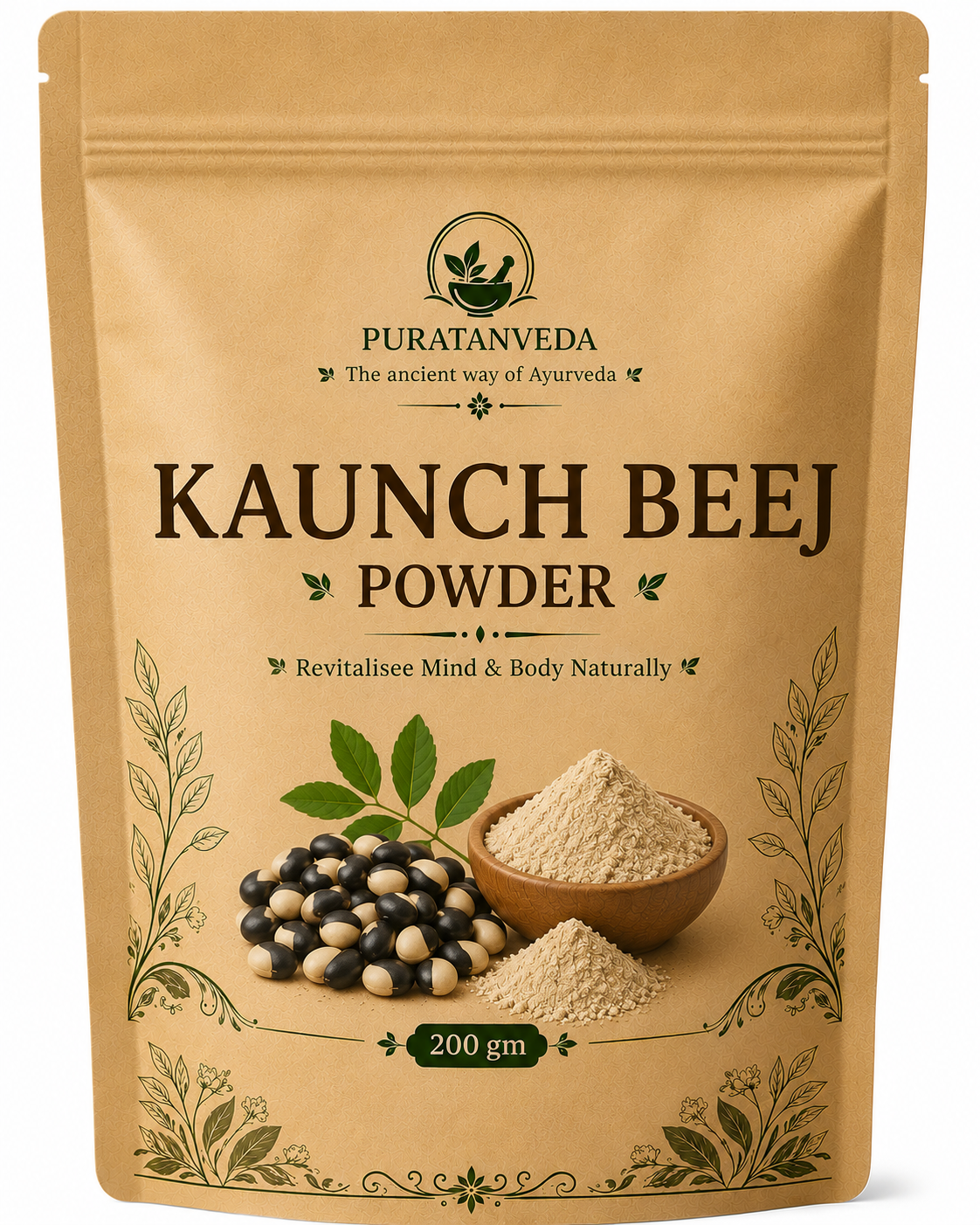 Puratnveda Kaunch Beej (Mucuna pruriens) Whole | Premium Natural Ayurvedic Seeds | 100% Pure Raw Kaunch Seeds | Traditional Herbal Ingredient | Hygienically Packed