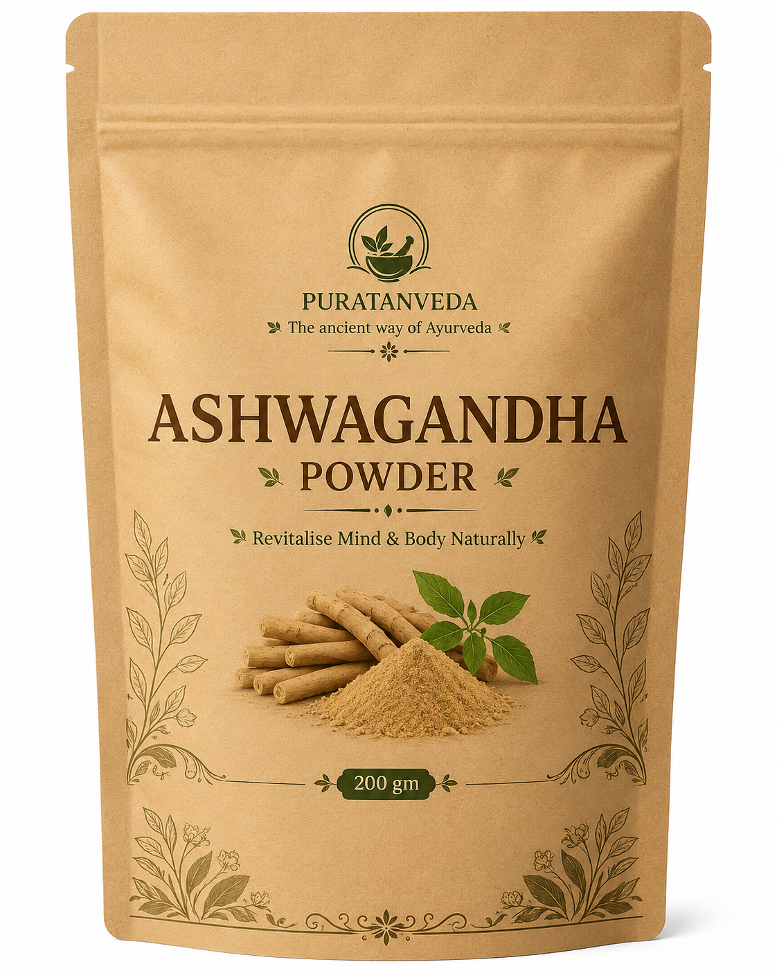 Puratnveda Ashwagandha Powder | Premium Natural Ashwagandha Root Powder | Daily Wellness Support | Herbal Superfood | 100% Pure & Finely Ground
