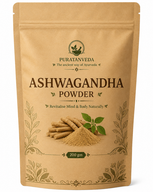 Puratnveda Ashwagandha Powder | Premium Natural Ashwagandha Root Powder | Daily Wellness Support | Herbal Superfood | 100% Pure & Finely Ground