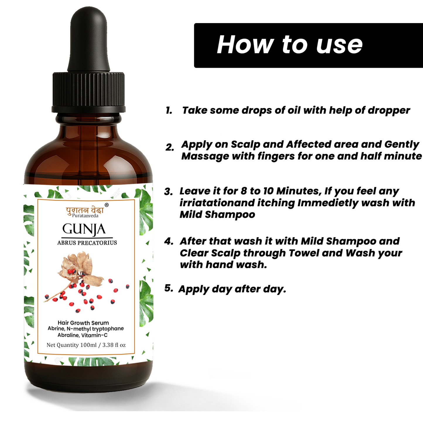 Gunja Ratti Hair oil for Alopecia Treatment and Hair Growth