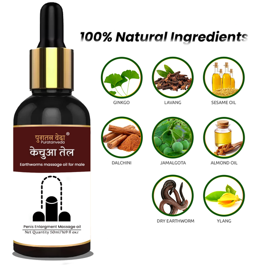 Puratanveda Kechua Ayurvedic Massage Oil for Men | Strength & Vitality Support | Natural Herbal Formula – 100% Ayurvedic
