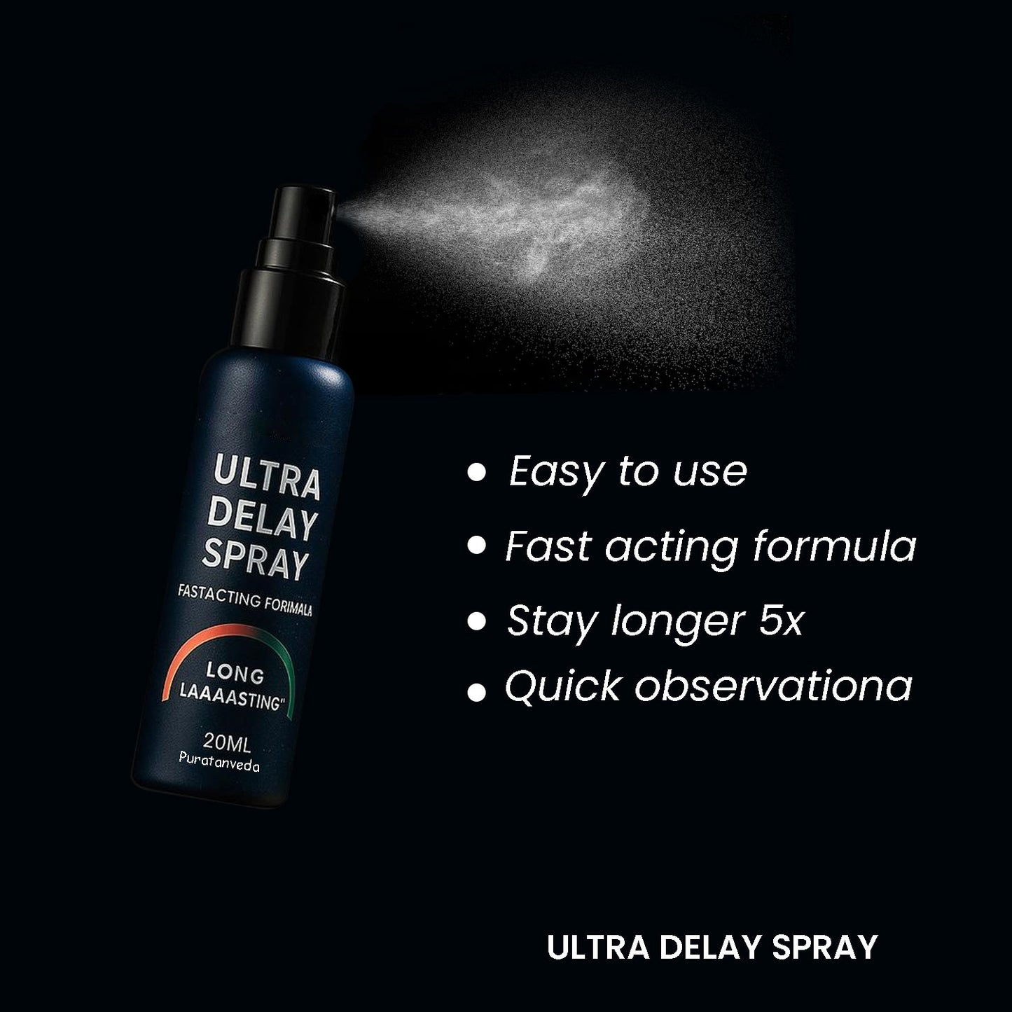 Ultra Delay Spray for Men – Long Lasting Performance Desensitizing Spray – Herbal Climax Control & Stamina Booster – Fast Action, Non Transfer & No Side Effects | Ayurvedic Non-Sticky Spray